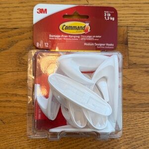 3M Command Medium Designer Hooks - White NEW pack of 8